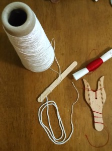 Two lucet cords in progress